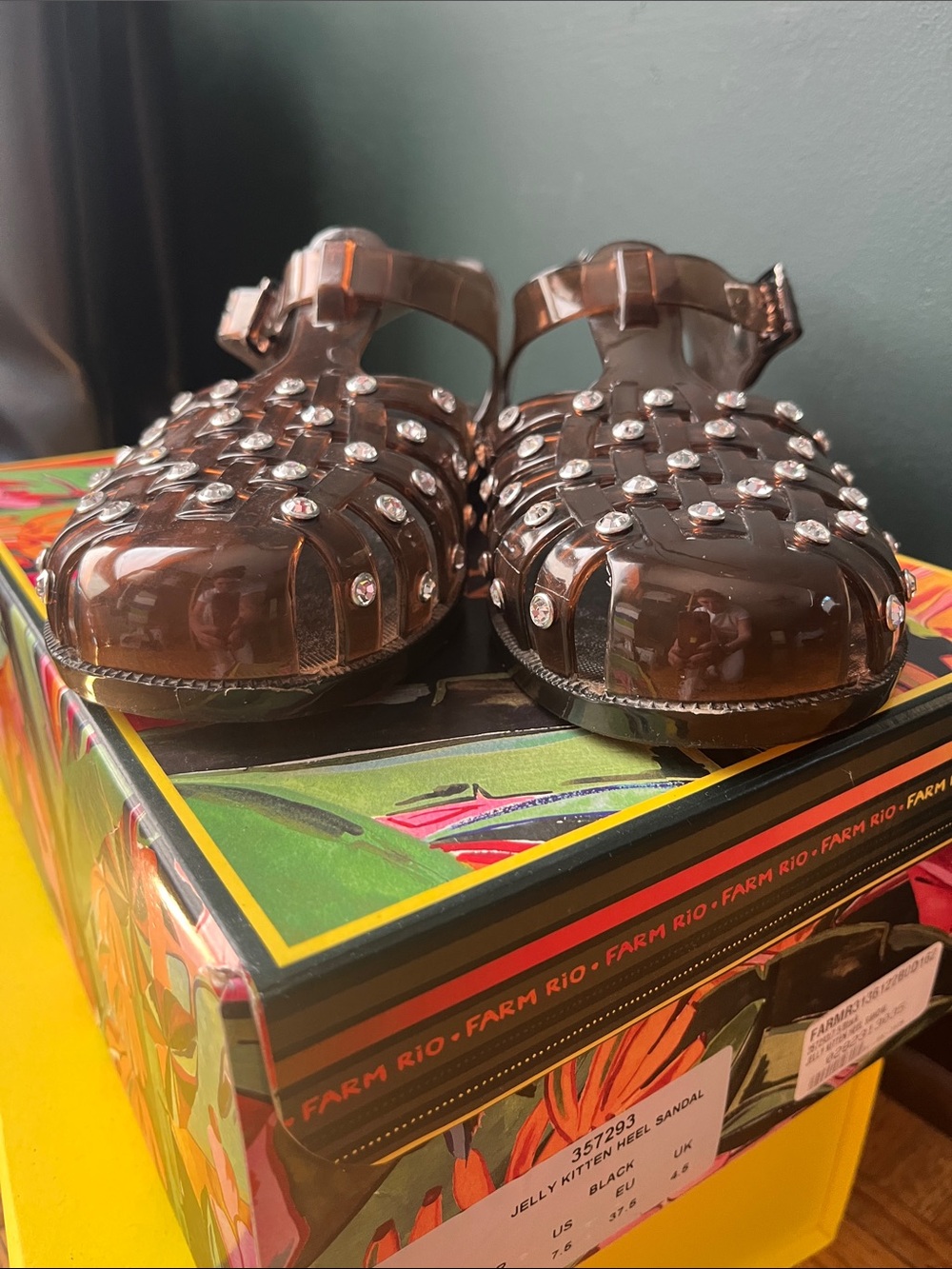 Loeffler Randall Brown Studded Jelly Fisherman Sandals - Picture 6 of 9